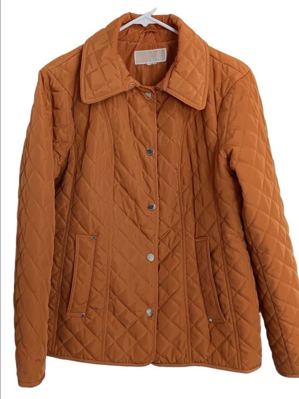 Michael Kors Quilted Puffy Lightweight Jacket Snap Front Marigold/Yellow/Mustard